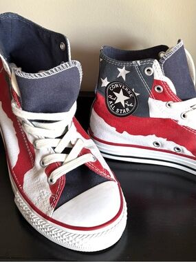 Converse All Star High Top Sneakers /American Flag Stars Red White Blue / Womens